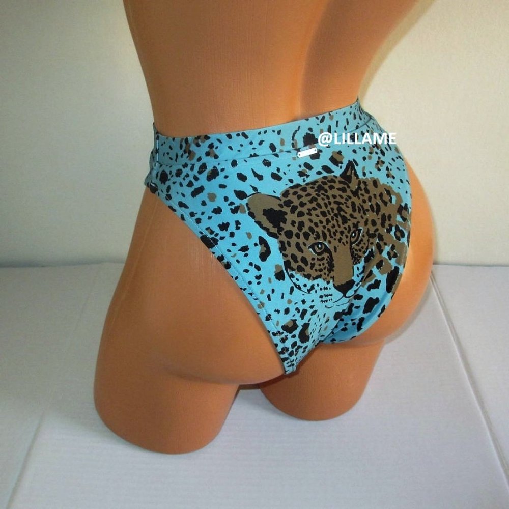 Victoria's Secret High waist High-leg Swim Bikini Bottom Size XS Blue Leopard